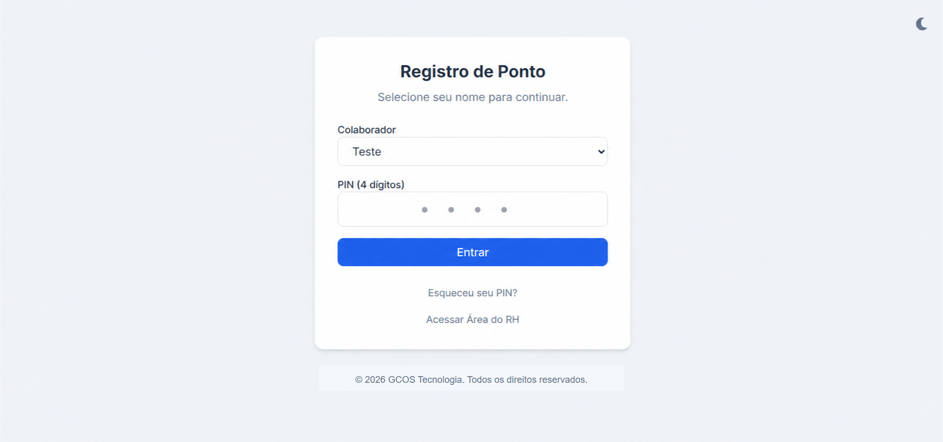 Tela 1 do Sistema de Ponto